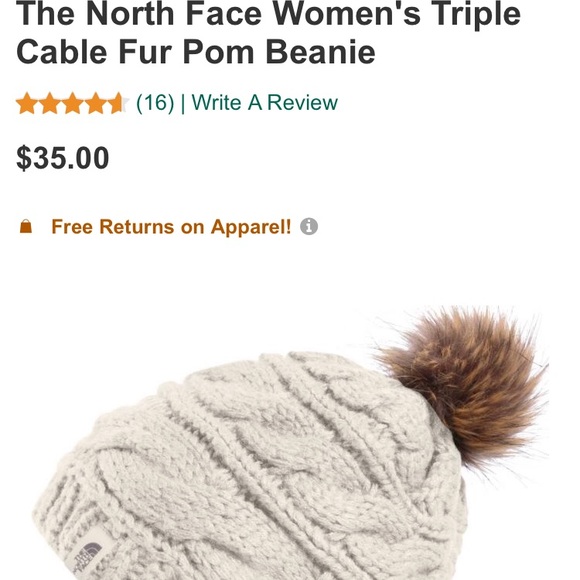north face triple cable fur pom
